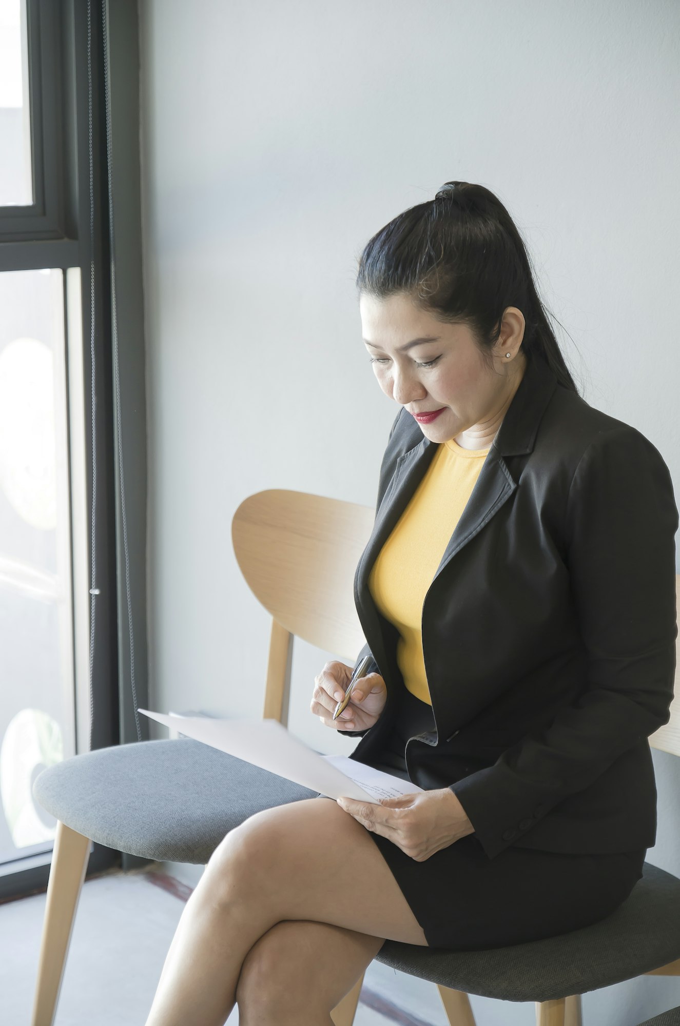 woman waiting for a job interview